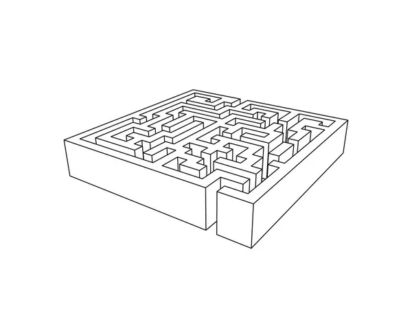 Labyrint. Izolované na bílém pozadí. Vektorový obrys Rozmr — Stockový vektor