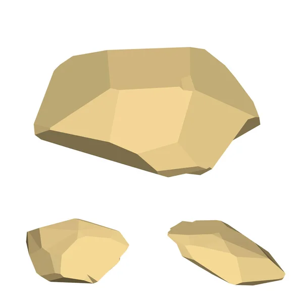 Polygonální kámen nachází. Izolované na bílém pozadí. Izometrický vie — Stockový vektor