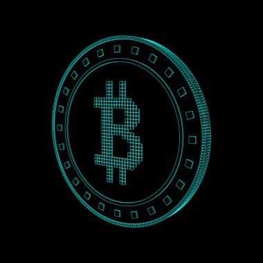 Cryptocurrency bitcoin. Siyah arka plan üzerine izole. Vektör dışarı