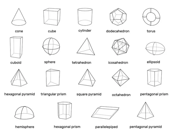 Podstawowe kształty geometryczne 3d. Na białym tle na białym tle. Wektor — Wektor stockowy