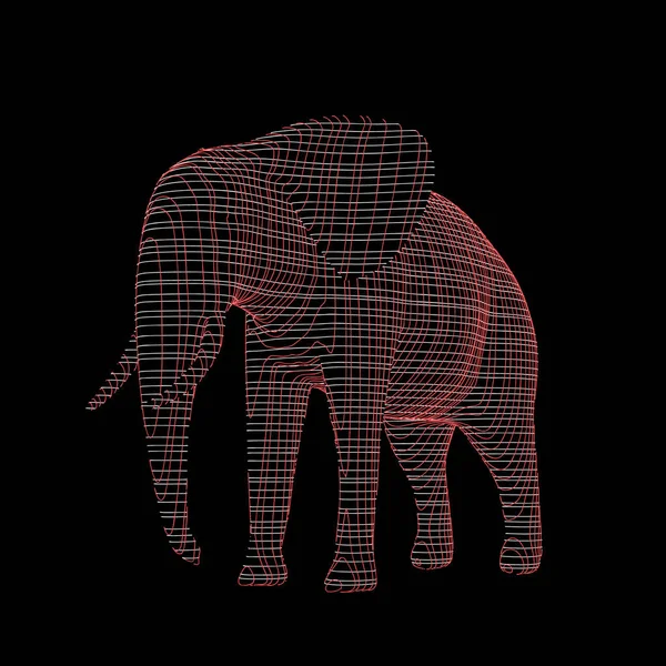 Abstract striped elephant. Isolated on black background. Vector — Stock Vector