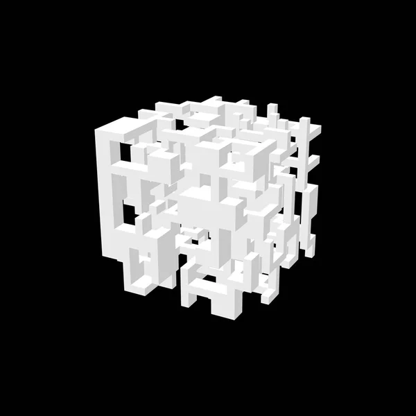 Construção 3d abstrata em forma de cubo. Ilustração vetorial . — Vetor de Stock