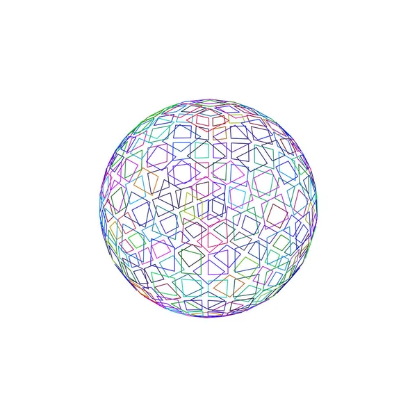 Abstraktní polygonální nefunkční koule. Vektor osnovy barevné illustr — Stockový vektor