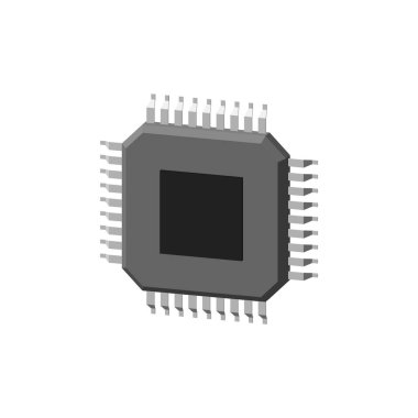 CPU işlemci simgesi. Beyaz arka plan üzerinde izole. 3D vektör Hüseyin