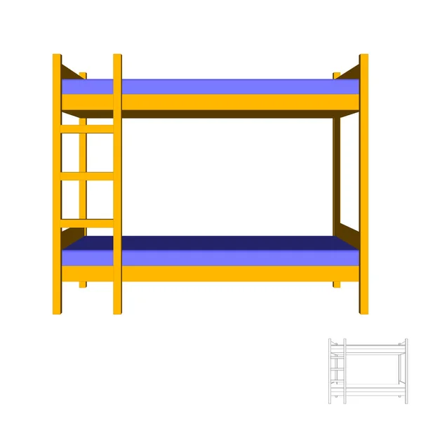 Kleurrijke vectorillustratie Bunkbed.3D. Vooraanzicht. — Stockvector