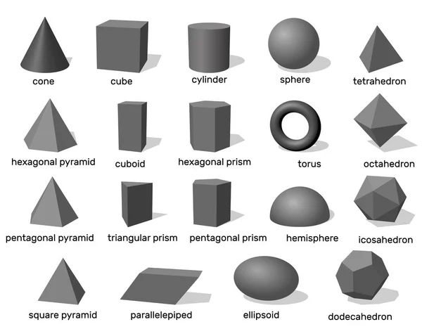 Formas geométricas básicas 3d. Aislado sobre fondo blanco. Vector — Vector de stock