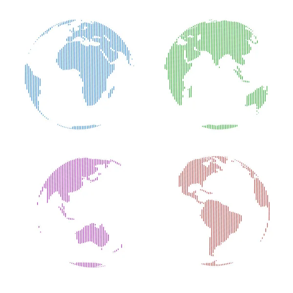 Abstracte gestreepte wereldbol instellen. Vectorillustratie-overzicht. — Stockvector