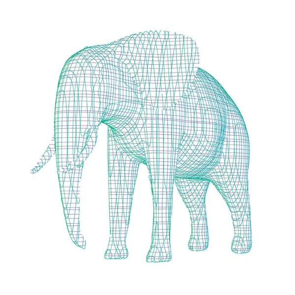 Abstract striped elephant. Isolated on white background. Vector — Stock Vector