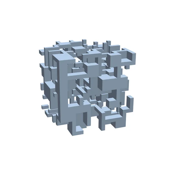 Astratto costruzione 3d in forma di cubo. Illustrazione vettoriale . — Vettoriale Stock