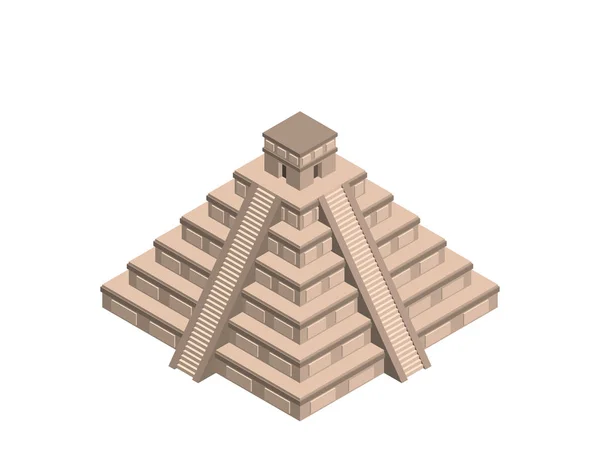 Maya pyramid. Isolerade på vit bakgrund. 3D vektor nedanstående — Stock vektor