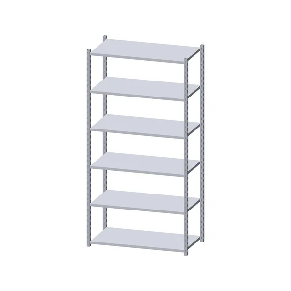 Metal shelving unit. Isolated on white background. 3d Vector ill — Stock Vector