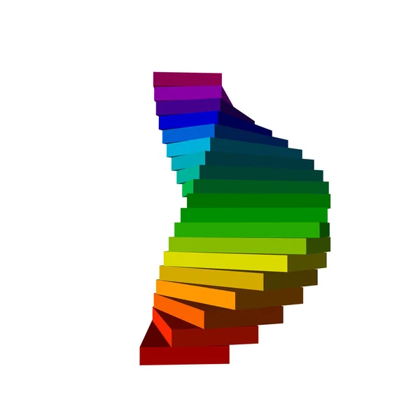 Döner merdiven. Beyaz background.3d vektör colorfu üzerinde izole — Stok Vektör