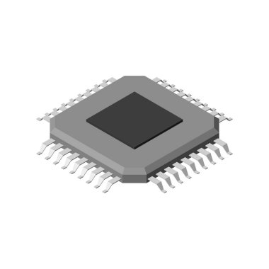 CPU işlemci simgesi. Beyaz arka plan üzerinde izole. 3D vektör Hüseyin