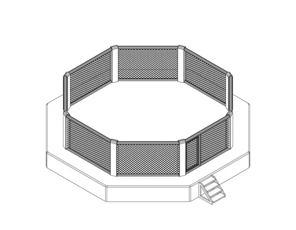 Οκτάγωνο αγώνα κλουβί. Απομονωμένα σε λευκό φόντο. Διάνυσμα διάρθρωσης — Διανυσματικό Αρχείο