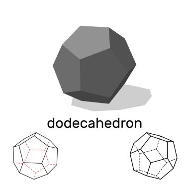 Dodecahedron. Geometrik şekil. Beyaz arka plan üzerinde izole. VEC