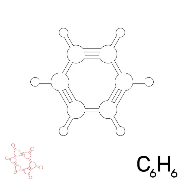 Molécule modèle de benzène. Isolé sur fond blanc. Vecteur éteint — Image vectorielle