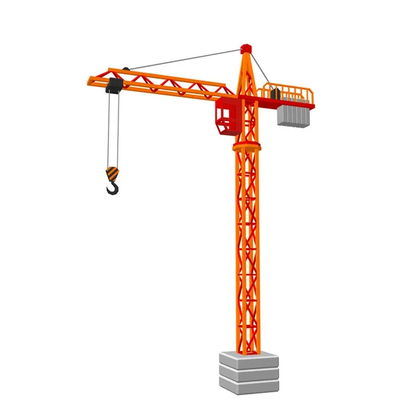 Tower crane. Isolated on white background. 3D Vector illustratio — Stock Vector