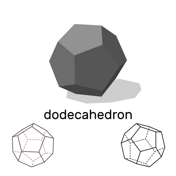 Dodecaedro. Forma geométrica. Aislado sobre fondo blanco. Vec — Vector de stock