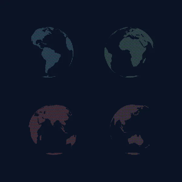 Abstract striped world globe set. Vector outline illustration. — Stock Vector