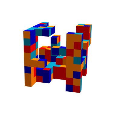 Soyut 3d inşaat. Beyaz arka plan üzerinde izole. Vektör c