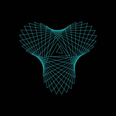 Satırları soyut geometrik şekli. Siyah arka plan üzerine izole.