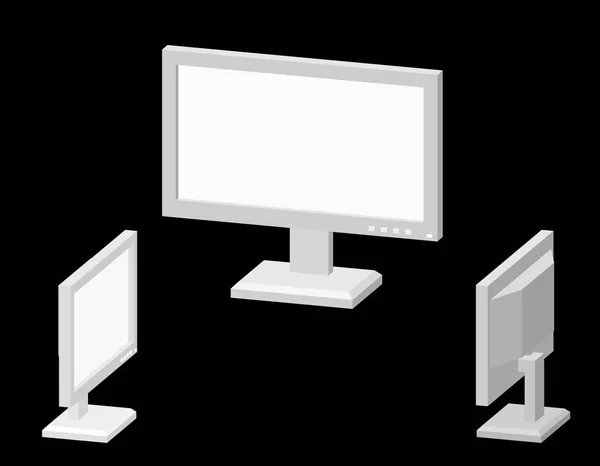 Icono del monitor del ordenador. Aislado sobre fondo negro. Vector 3d i — Archivo Imágenes Vectoriales