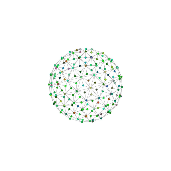3d esfera de linhas e pontos. Isolado sobre fundo branco . —  Vetores de Stock