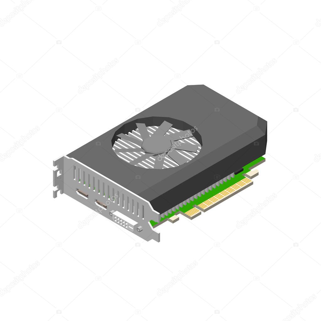 Video graphic card,GPU. Isolated on white background. Vector ill