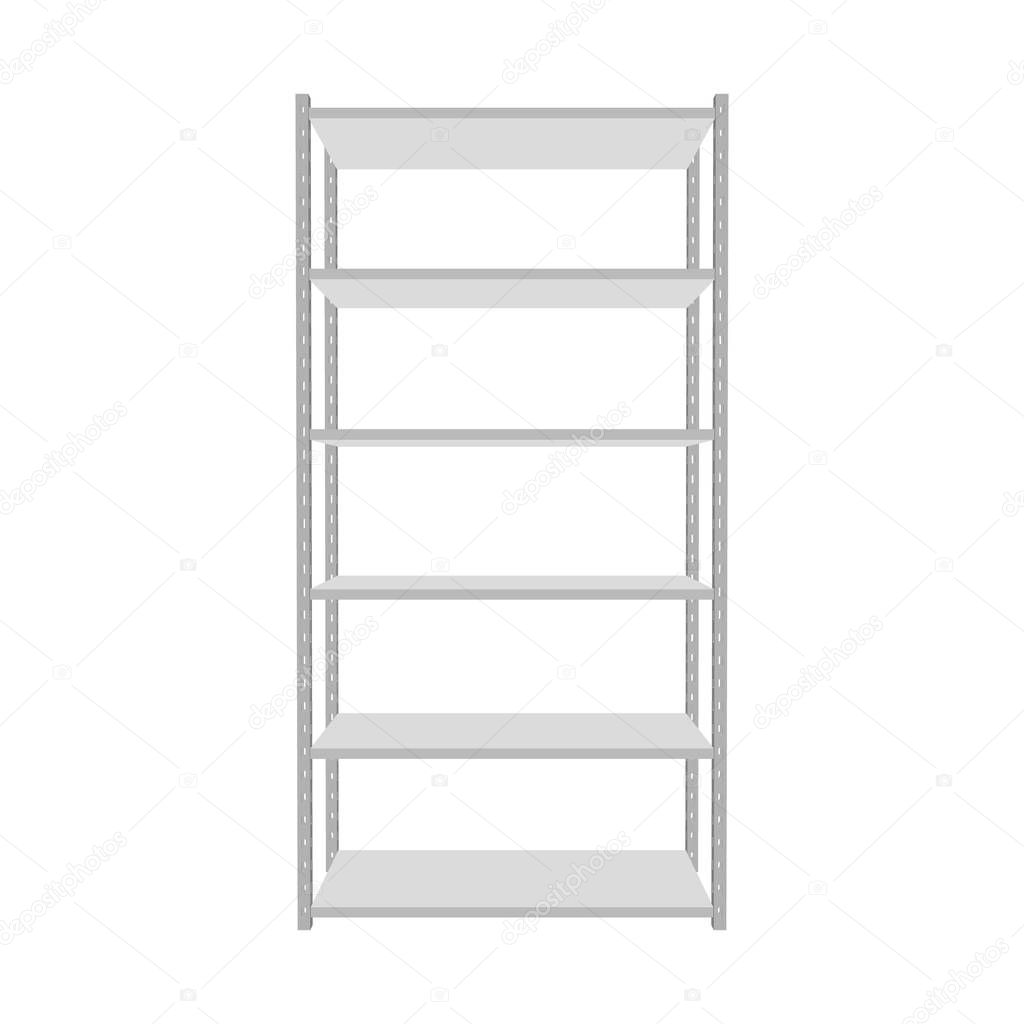 Metal shelving unit. Isolated on white background. 3d Vector ill