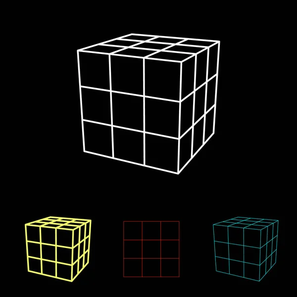 ワイヤ フレームをキューブします。ベクトルの概要図. — ストックベクタ