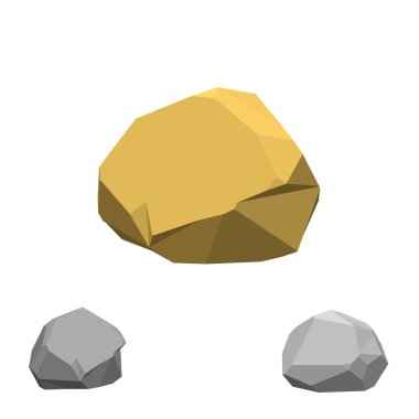 Poligonal taş. Beyaz arka plan üzerinde izole. 3D vektör illustr