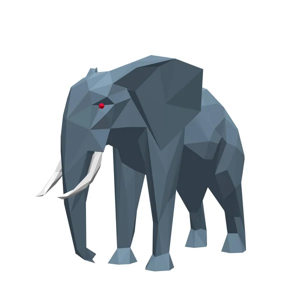 Elefante poligonal. Aislado sobre fondo blanco. Vector 3D illu — Archivo Imágenes Vectoriales