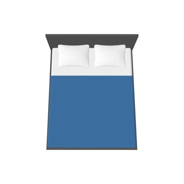 Modern tweepersoonsbed. Geïsoleerd op een witte achtergrond. 3D-vector illus — Stockvector