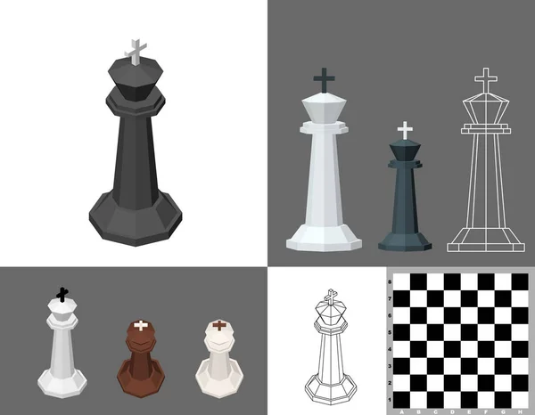 Il re degli scacchi è pronto. Illustrazione vettoriale 3d. Proiezione isometrica. Fr. — Vettoriale Stock