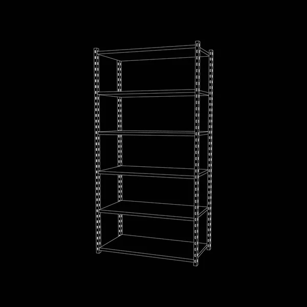 Metal shelving unit. Isolated on black background. 3d Vector ill — Stock Vector