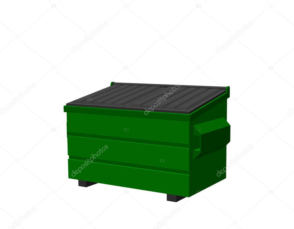 Recycling dumpster. Isolated on white background. 3d Vector illu