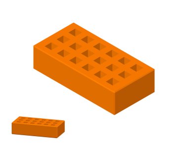 Delikli tuğla. Beyaz arka plan üzerinde izole. 3D vektör illust