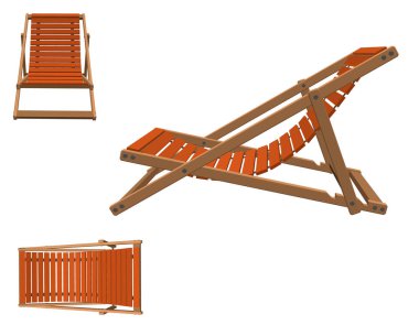 Chaise lounge hazır. Beyaz arka plan üzerinde izole. 3D vektör Hüseyin