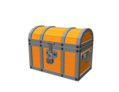 Ahşap göğüs kapalı. Beyaz arka plan üzerinde izole. 3B vektör hastası