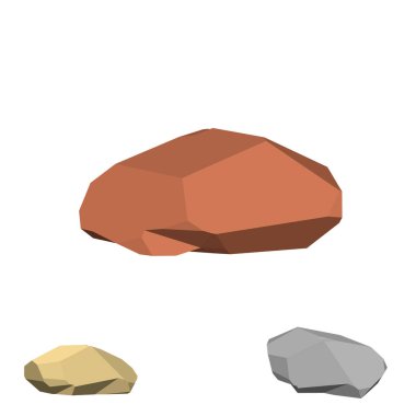 Poligonal taş. Beyaz arka plan üzerinde izole. 3D vektör illustr