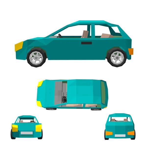 Vieleckiges Auto. isoliert auf weißem Hintergrund. Vektorillustration — Stockvektor