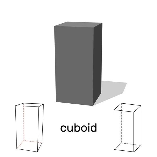 Cuboide. Forma geométrica. Aislado sobre fondo blanco. Vector il — Archivo Imágenes Vectoriales