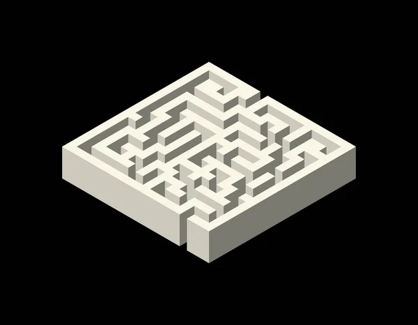 Labyrinthe. Isolé sur fond noir. Illustration vectorielle 3d . — Image vectorielle