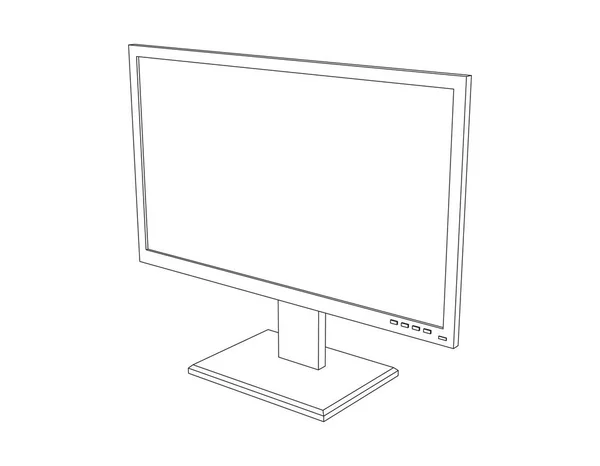 Monitor de computador. Isolado em fundo branco. Esboço vetorial i —  Vetores de Stock