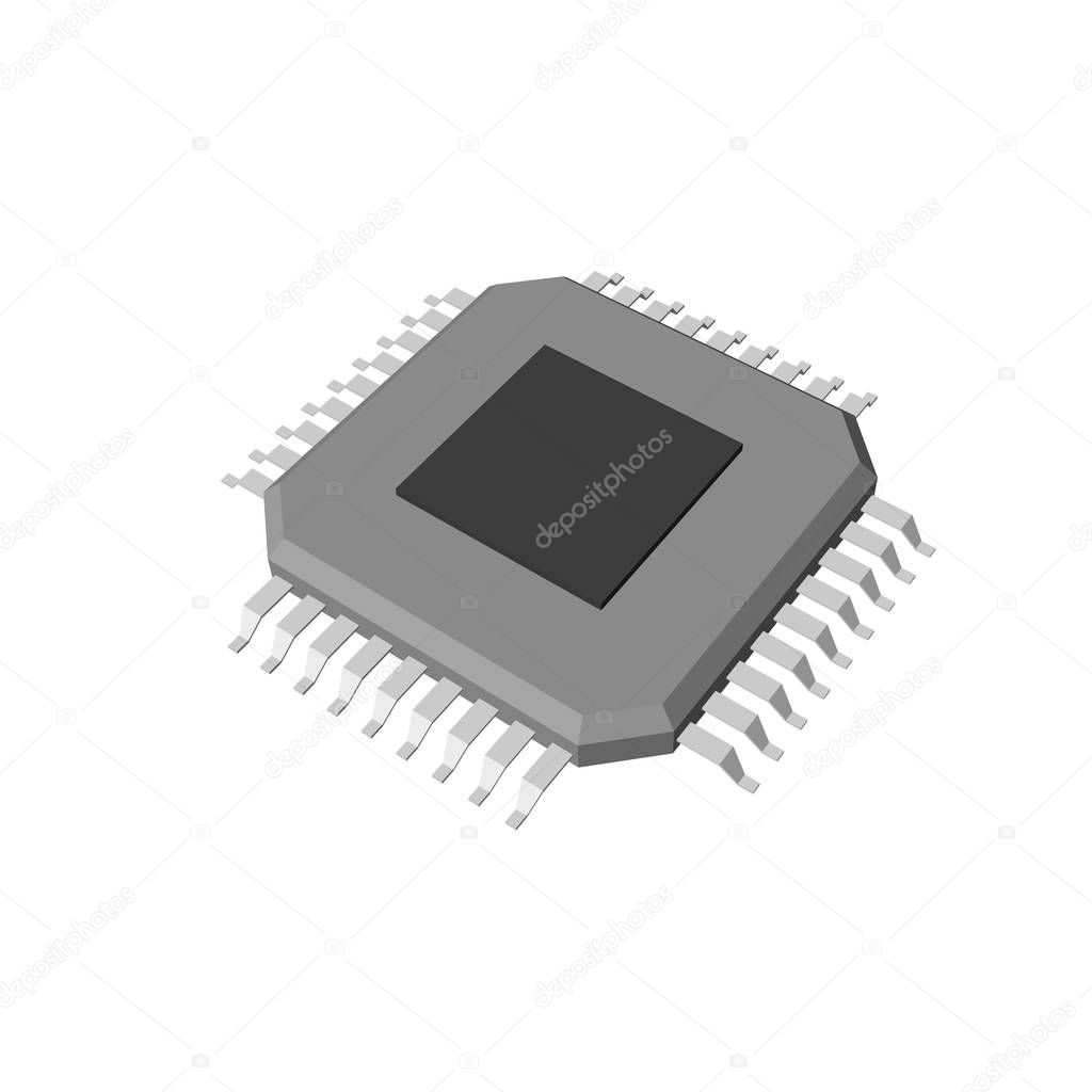 CPU processor icon. Isolated on white background. 3d Vector illu