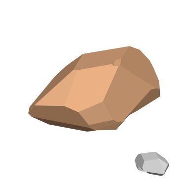 Poligonal taş. Beyaz arka plan üzerinde izole. İzometrik görünümü.