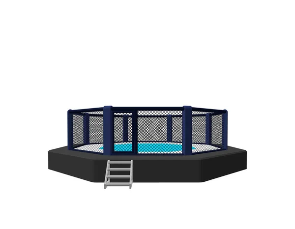 Octagon fight cage. Isolated on white background. 3d Vector illu — Stock Vector
