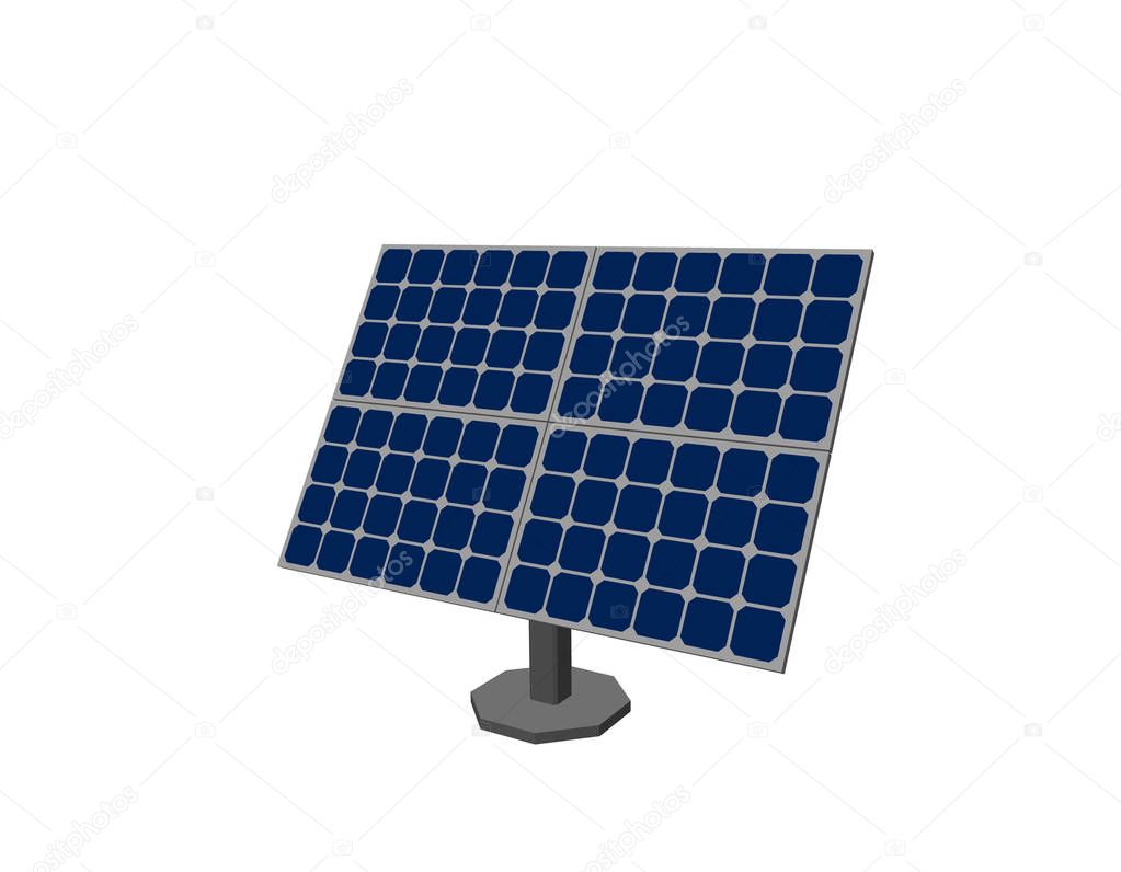 Solar panel. Isolated on white background. 3d Vector illustratio
