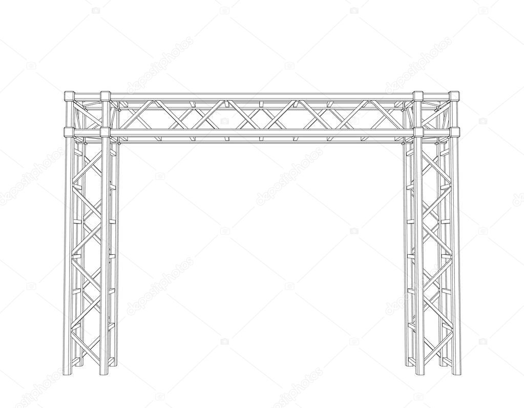 Truss construction. Isolated on white background. Vector outline