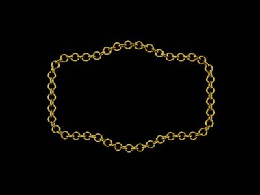 Altın zincir. Siyah arka plan üzerine izole.